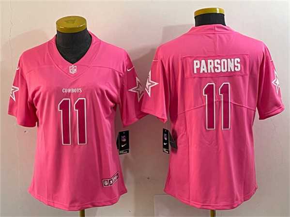 Women%27s Dallas Cowboys #11 Micah Parsons Pink Vapor Untouchable Limited Stitched Jersey(Run Small)->women nfl jersey->Women Jersey